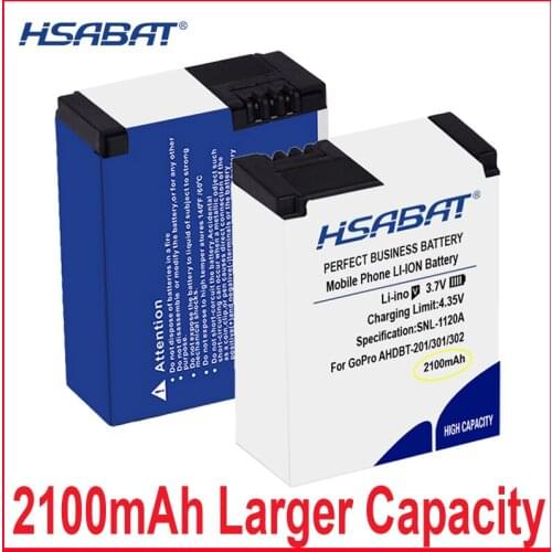 HSABAT 0 Cycle 2100mAh Battery for GoPro AHDBT-201/301 for Gopro Hero 3 3+ AHDBT-301 AHDBT-201 Accumulator