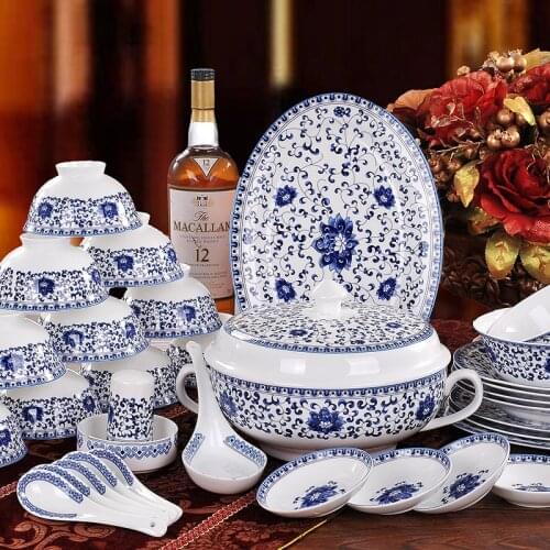 Authentic china dishes gifts tableware tableware Jingdezhen blue and white ceramic tableware bag mail