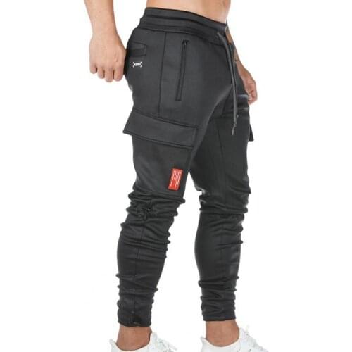 Men Cargo Pants Multi Pockets Deep Crotch Trousers Ankle Tied High Waist Training Slacks Ankle Tied Men Cargo Pants штаны