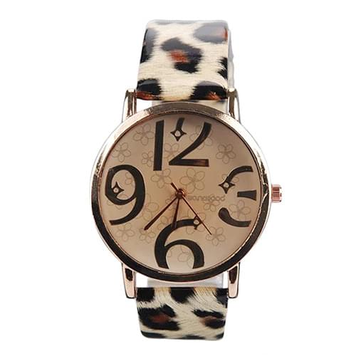Ladies womens watches Womens Casual Flowers Big Numbers Dial Faux Leather Strap Quartz Wrist Watch 4VP5 gimto horloge dames