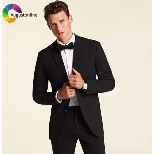 Black Wedding Men Suits Tuxedos Slim Fit Groom Wear 2 Pieces (Jacket+Pants) Prom Business Suits Mans Blazer Costume Homme