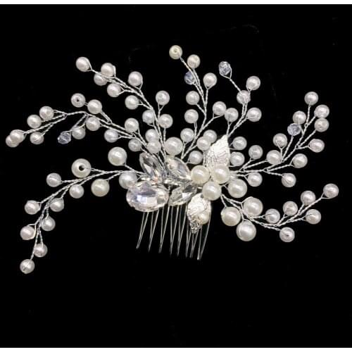 Floral and Pearl Wedding Hair Comb Elegant Bride Head Ornaments For Bridal Hair Accessories Womens Jewelry RE3236