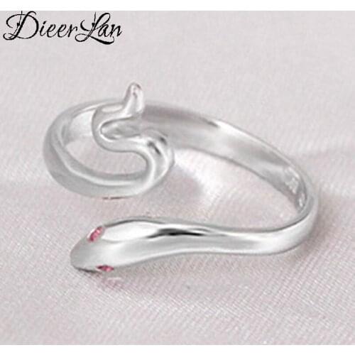 DIEERLAN Bijoux Personality 925 Sterling Silver Snake Rings For Women Wedding Jewelry Adjustable Antique Finger Ring Anillos