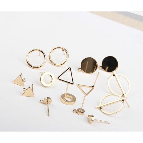 DIY manual Korean version temperament long earrings material package fashion simple triangle thick circular earrings accessories