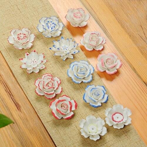 Wind Ceramics Material Lotus Shape Incense Insertion Stove Hand Line Incense Stove Incense Way Home Tea Ceremony Decoration