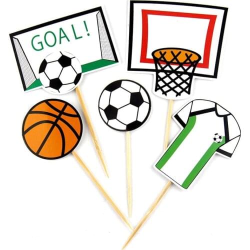 Cake Topper Flags Football basketball Soccer Cupcake Toppers Bride Kids Happy Birthday Wedding Cake Wrapper Party Baking DIY