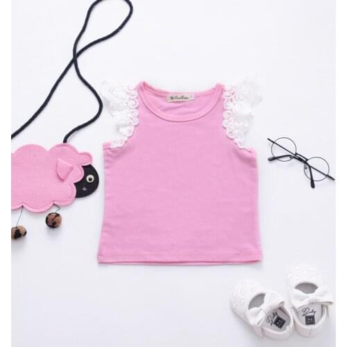 Toddler Baby Girls T-Shirt Princess Lace Summer Tops T-Shirt Baby Girls Solid Lace Vest T Shirt Tops Infant Clothes