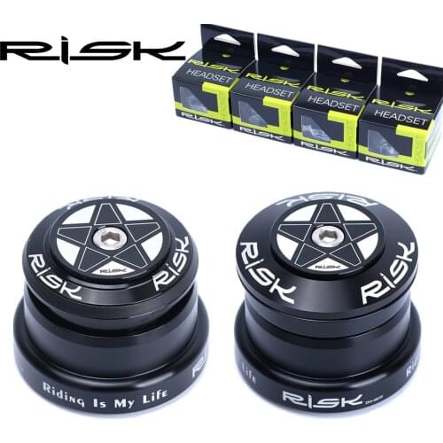 RISK MTB Bike Down Hill DH Bicycle Headset 44mm-49.7mm CNC Double Bearing 1/8"-1 1/2" 1.5 Tapered Straight Fork Headset Group