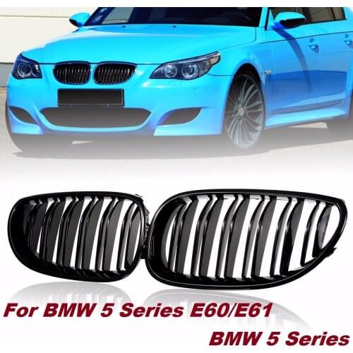 Pair Gloss/Matte Black Car Front Sport Grill Kidney Grilles Grill For BMW 5 Series M5 E60/E61 2003 2004 2005 2006 2007 2008 2009