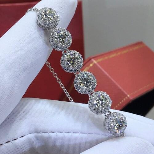 Inbeaut Pass Diamond Test Total 3 ct Excellent Cut D Color Round Moissnaite Bracelet 925 Silver Wedding Bracelet Chain for Women
