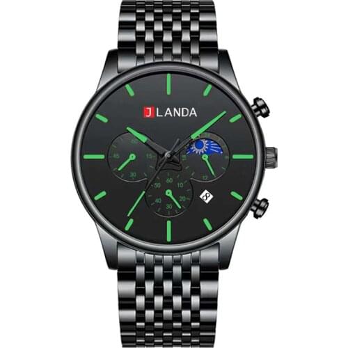 JLANDA Luxury Clock Steel Strap Top Male Watches Sport Casual Chronograph Movement Business Mens Watches Men Quartz Watch J6512