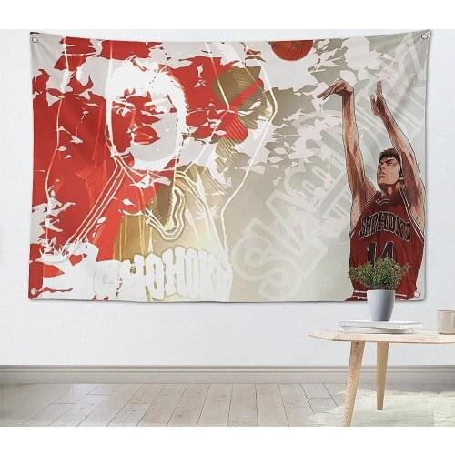 Slam Dunk Classic Cartoon Anime Movie Basketball Posters Print Art Canvas Banner Four-hole Flag Wall Art Background Home Decor