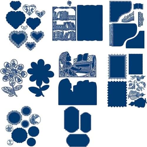 Books Flowers Love Heart Frames Metal Cutting Dies Stencils For DIY Scrapbooking Paper Card Making Decor Craft Newest