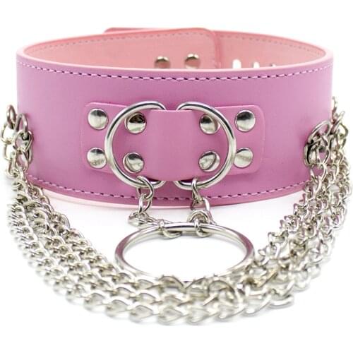 Sexy Leather Harajuku Gothic Choker With Traction Rope For Men Women Bdsm Bondage Necklace Neckband Club Party Jewelry Sex Toys