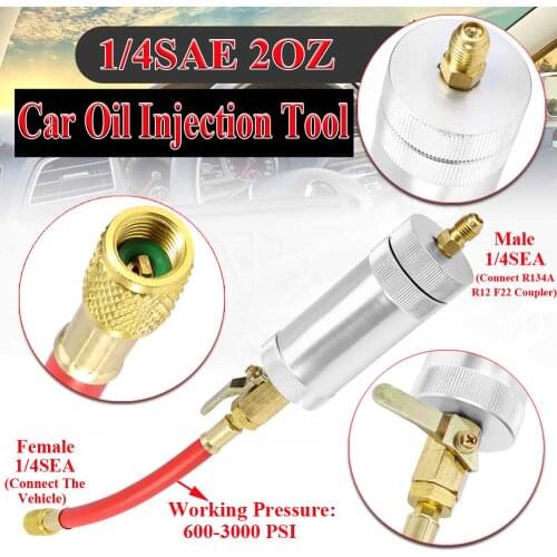 2 Oz A/C Oil Injector R134a R12 R22 Air Conditioning Car Oil Injection Tool Coolant Filler Tube Pipe Auto Part Tools