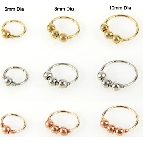 Metal Beads Nose Ring Nose Nailing Body Piercing Jewellery 6/8/10 MM Size Each One Per Set 3pcs/set Also For Earring Navel Ring