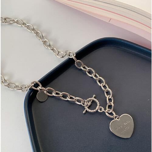 Fashion Women Sweater Chain 2021 Letter Pendant Heart shape Hip-Hop Clavicle Choker trend Personality Gothic Jewelry Necklaces