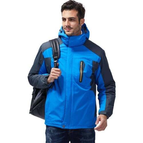 Mens Outdoor Waterproof Jacket Hiking Clothing Three-layer PU Coating Fabric Hooded Jacket Light Rainproof Suit