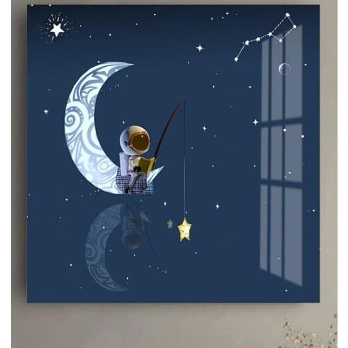 Space Astronaut Sitting The Moon Pictures Nursery Wall Art Canvas Painting Posters And Prints Wall Pictures Baby Kids Room Decor