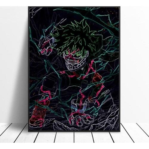 Neon Midoriya Art Canvas Poster Home Decor Painting No Frame