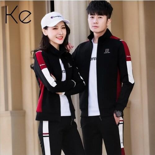 KE new 2021 autumn casual sportswear 3 pieces jacket + T-shirt + pants couple unisex running sports set women tracksuit men