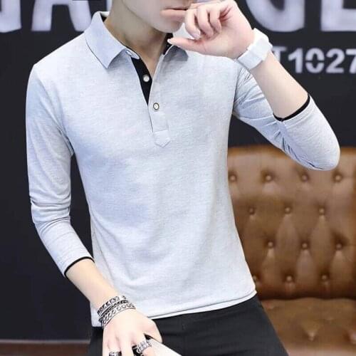 New Korean Boys' Long Sleeve Fashion Lapel Spring And Autumn Hong Kong Style Solid Color Mens Slim Fitting Clothes Student