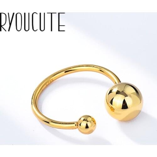 New Charming Open Beads Ball Ring for Women Vintage Boho Party Rings Gothic Punk Jewelry Gifts for Girls 2021