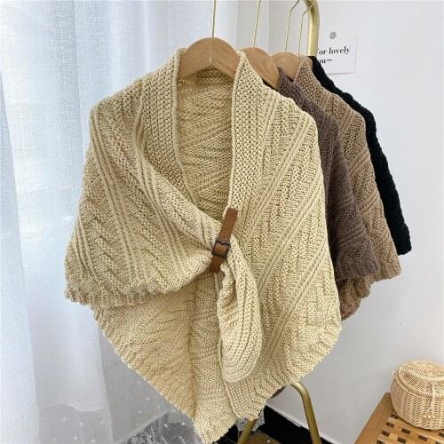 Autumn Winter Triangle Solid Color Shoulder Shawl Fake Collars for Women Shirt Knitted Scarf False Collars Outside Small Cape