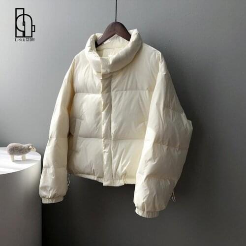 2021 Women Winter Warm Coat Long Sleeve Stand Collar Women Beige Jacket Coat Casaco Feminino Women White Duck Down Warm Coat