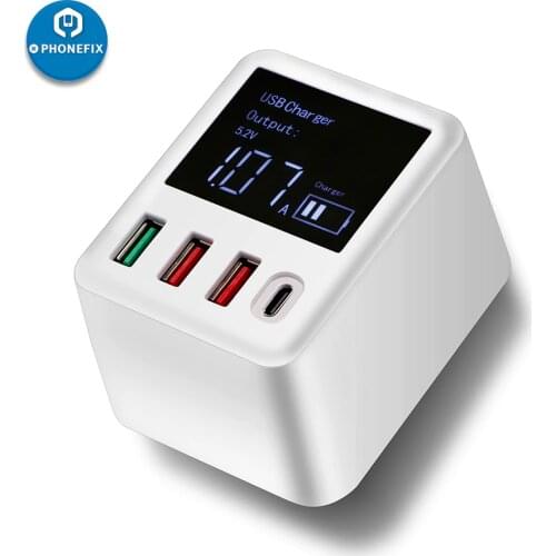 PHONEFIX WLX-A9T QC 3.0 30W LED Display Quick Charging Phone Charger for iPhone Xiaomi Samsung Huawei 3 Ports Fast Wall Charger