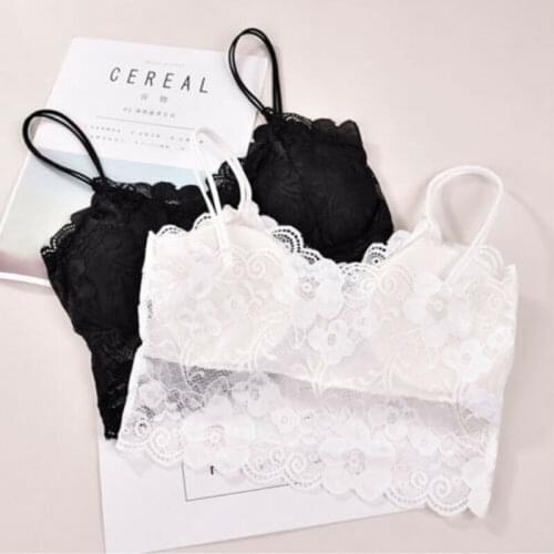 Sexy Womens Lace Vest Crochet Tank Tops Strapless Bralette Bra Cami Crop Top Girls Students Breathable Underwear Sling Tank