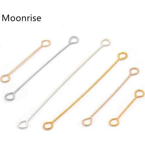 15/20/25/30/35/40mm Double Eye Pin Earrings Charm Connector Rod Head Pins for DIY Jewelry Earring Making Supplies