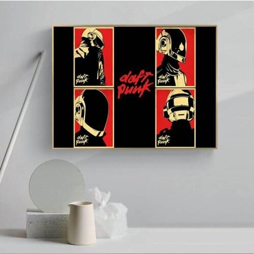 Daft Punk Helmet Mask Music Poster And Print Canvas Art Painting Wall Pictures For Living Room Decoration Home Decor Framed