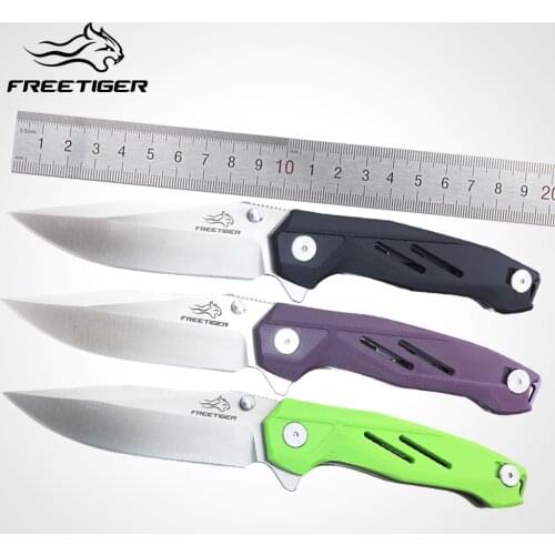 FREETIGER Folding Pocket Knife - 14C28N Blade G10 Handle, Hunting Camping Survival Outdoor Tools Home Use Flipper Knives FT11