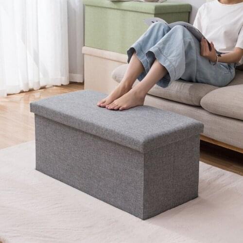 Fabric Storage Stool Folding Shoe Bench Footstool With Lid Large Capacity Clothes Shoes Toys Sundries Storage Box Home Organizer