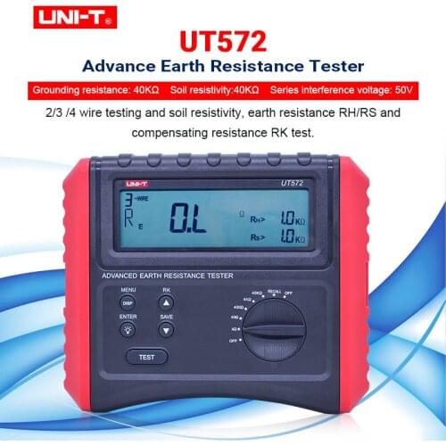 UNI-T UT572 Advance Earth Reistance Tester, Digital Ground Resistance Test/Soil Resistivity Test Data Storage LCD Backlight