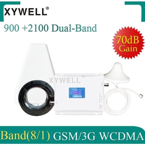 XYWELL 3G Signal Booster Dual Band GSM 900 3G 2100 cellular Mobile signal booster cell phone signal repeater B8/B1 Amplifier
