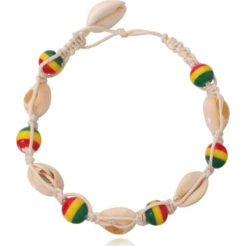 Vintage Female Bohemian Hand-knitted Rope Shell Heart Summer Anklets for Women Bracelets Girls Barefoot on Beach Leg Chain