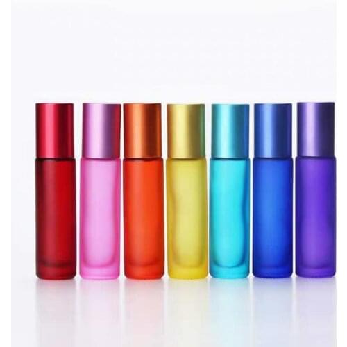 10ml frosted colorful glass bottle steel roll ball eye cream/perfume/essential oil,deodorant skin care cosmetic packing