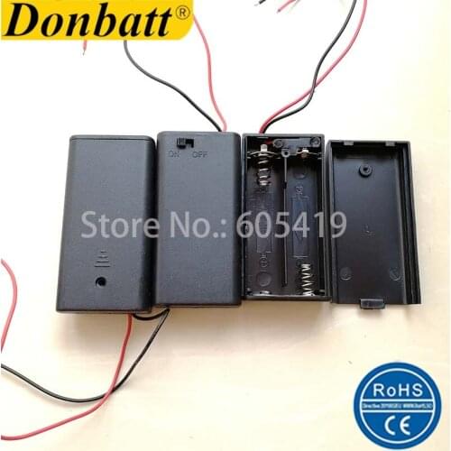 10pcs/lot 2x AA battery case AA batteries,battery holder with On-Off Switch & Cover (BC2AA)