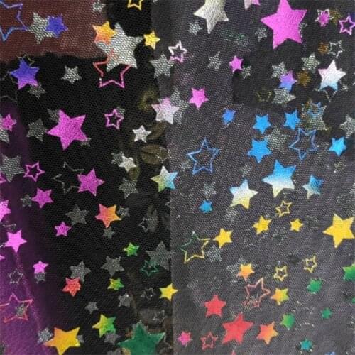 2 Yards Soft Print Stars tulle lace Fabric Colorful Galaxy For Party Dress, Wedding Deco, Evening Gown, Cosplay, Birthday Dress