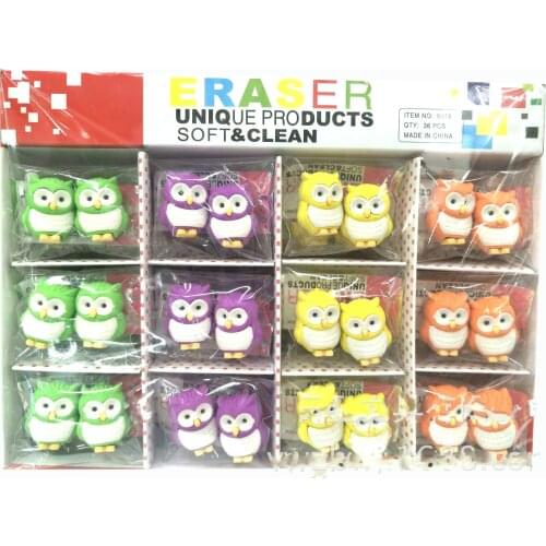 20 pcs Owl animal eraser detachable creative owl eraser for kids stationery for school