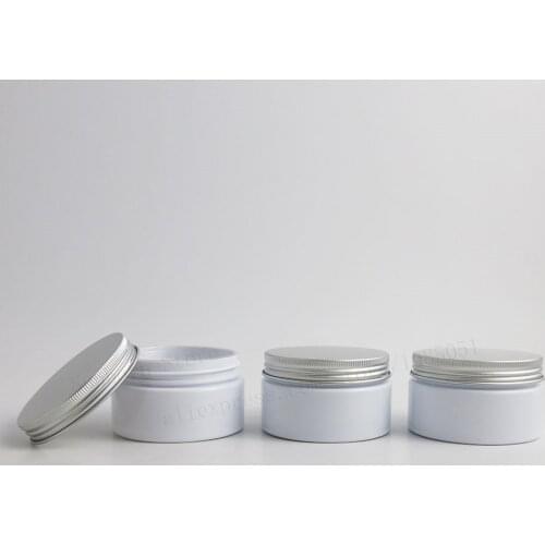 20pcs/lot 100g Empty White Hand Facial Body Cream Cosmetic Plastic Jars with Aluminum Lids 100 ml Heavy Wall PET Container