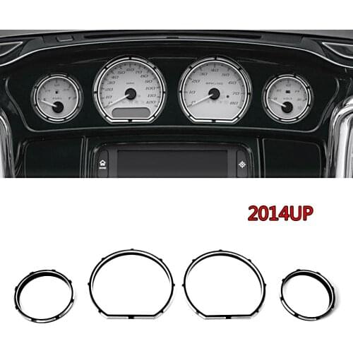 4X Black Burst Gauge Bezel Kit For Harley Touring Street Glide FLHX Tri 2014-2017&Road Glide 2015-2017