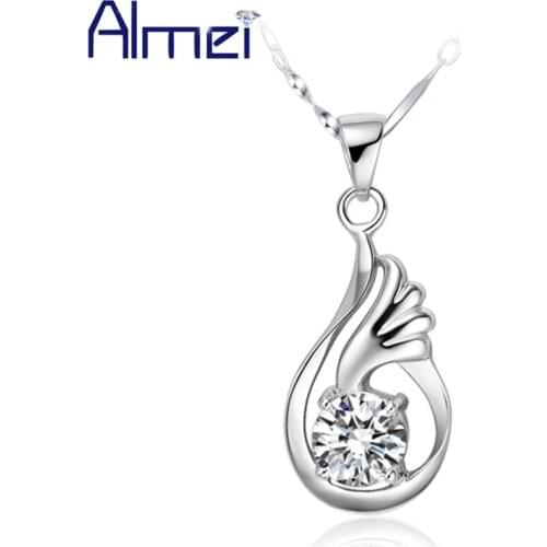 Almei 15%Off Weddding Jewelry Luxury Purple Stone Charm Crystal Long Big Rhinestone Pendants With Chain Necklaces For Women N292
