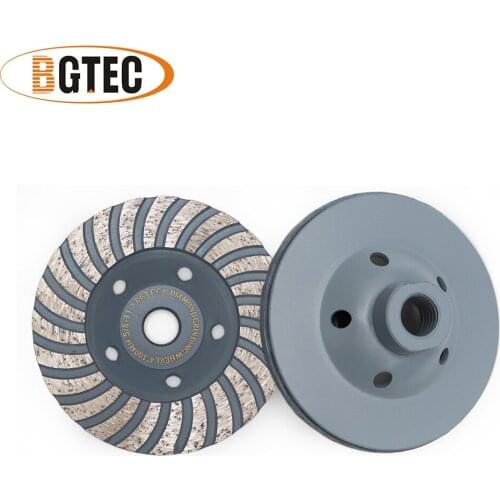 BGTEC 2pcs 4inch Diamond Turbo Row Grinding Cup Wheel 100mm flange concrete, Masonry, construction material Grinding discs