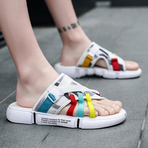 Colorful Men Summer Fashion Slippers Outdoor Beach Shoes Soft Home Sandals Non-slip Claquette Hausschuhe