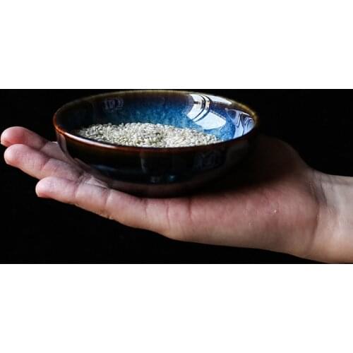 Deep Blue Ceramic Dinner Soup Spoon Ketchup Sauce Dish Spoon