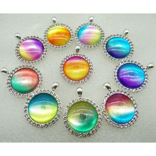 Hot selling 2020 Natural Stone Quartz Crystal Opal lapis Howlite Round Shaped Pendant Diy Jewelry Making necklace for woman 8PC