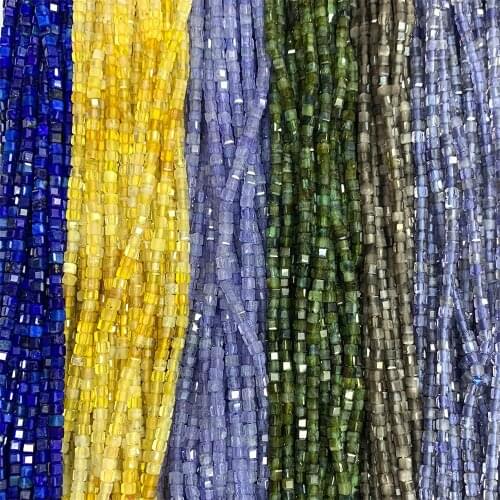 Veemake Garnet Fluorite Opal Kyanite Peridot Lapis Tourmaline Tanzanite Spinel Edge Cube Faceted Beads For Jewelry Making 07071